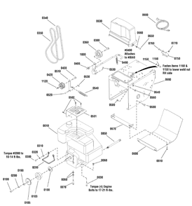 Engine And Frame Group Diagram and Parts List for 1695624-LP18979-1332PE 2009 Briggs and Stratton Snow Blower